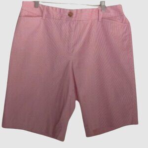 Talbots Women's High Waisted Bermuda Chino Shorts Red White Stripes, EUC, sz 14